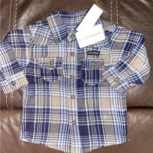 Lucky Brand Kids Blue and Tan Checkered Shirt
